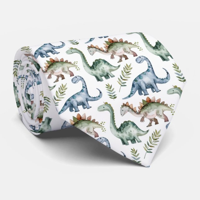 Gravata Padrão de dinossauro com azulejos legais (Rolled)