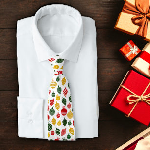 Gravata Padrão de enfeites de natal em Vermelho, Verde e D