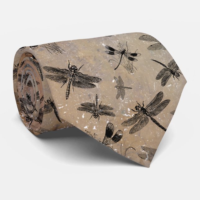 Gravata Padrão de Entomologia Desconfortável do Dragonfly  (Rolled)