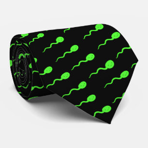 Gravata Padrão de Esperma Neon Verde Sorridente Fofo