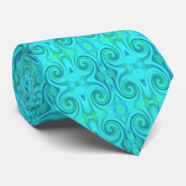 Gravata Padrão de espiral de Arte Líquida de Abstrato Azul