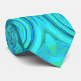 Gravata Padrão de espiral de Arte Líquida de Abstrato Azul