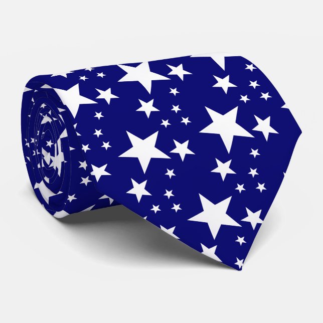 Gravata Padrão de Estrelas Brancas (Rolled)