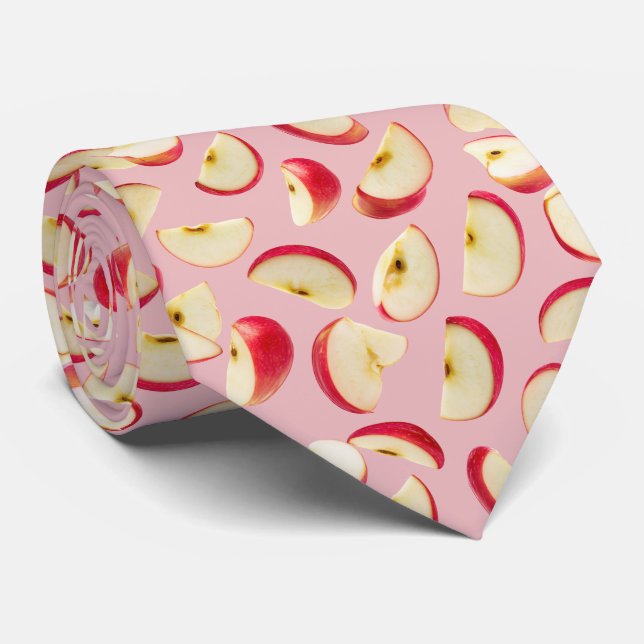 Gravata Padrão de Fatias de Maçã Vermelha (Rolled)