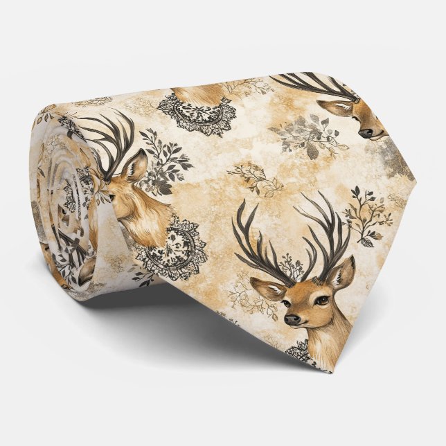 Gravata Padrão de Fauno da Floresta Rústica (Rolled)