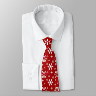 Gravata Padrão de floco de neve vermelho branco Férias Nat