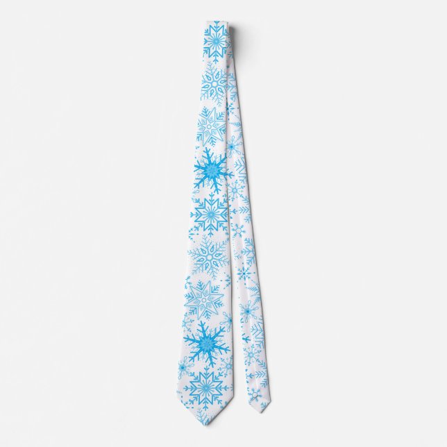 Gravata Padrão de flocos de neve azul (Frente)