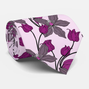 Gravata Padrão de flor étnico retrô roxo elegante