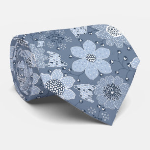 Gravata Padrão de flor multicolorido fundo azul