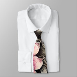 Gravata Padrão de Flor Rosa Gótico Grande Vintage