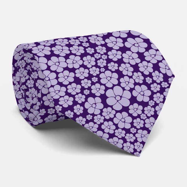 Gravata Padrão de Flor - Roxo (Rolled)
