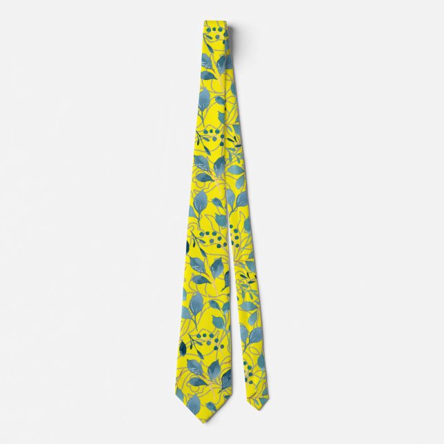 Gravata Padrão de flores 21.w B Amarelo BG (Frente)