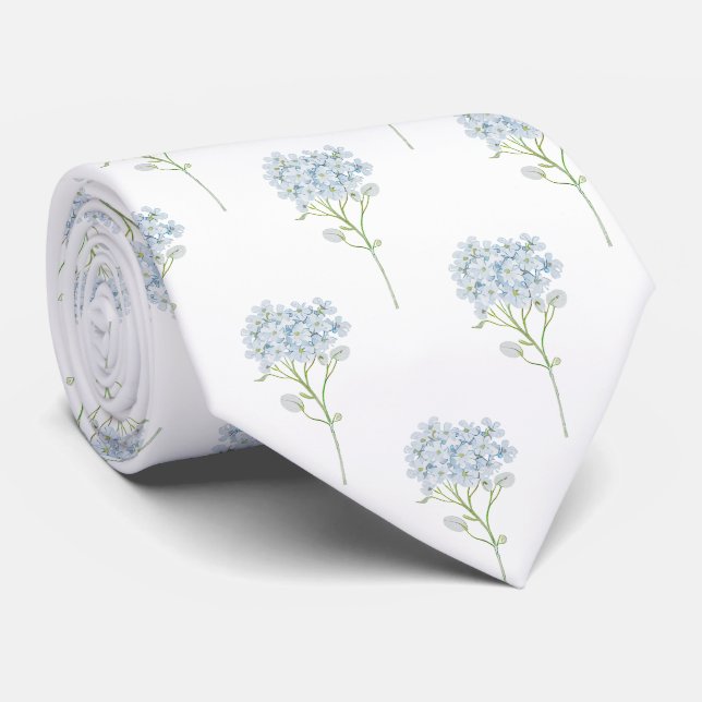 Gravata padrão de flores delicadas e elegantes de hortênsi (Rolled)