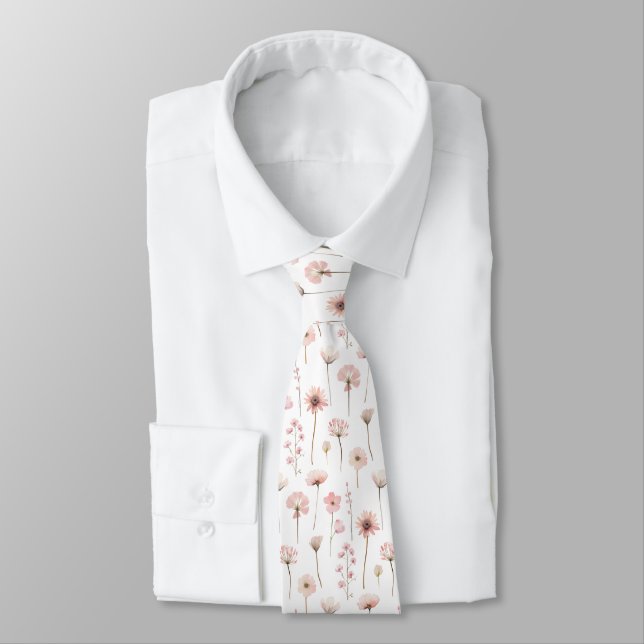 Gravata Padrão de Flores Retro Simples Flores Selvagens (Amarrado)