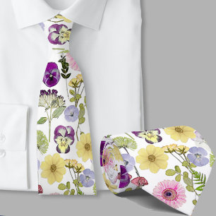 Gravata Padrão de Flores Selvagens Bonitas Floral