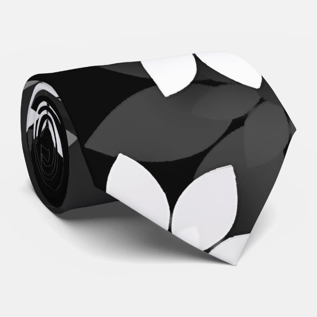 Gravata Padrão de flores, sem costura, de cinza, preto e b (Rolled)