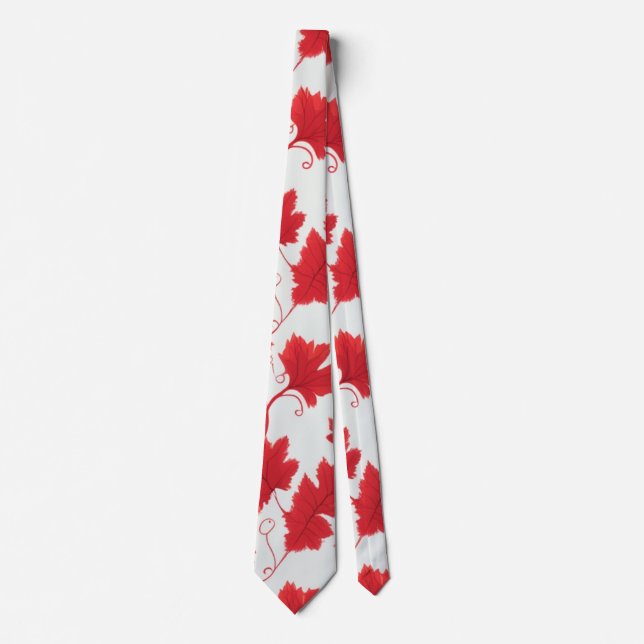 Gravata Padrão de Folha de Mapeamento Vermelho Vibrante (Frente)
