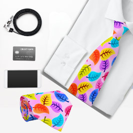 Gravata Padrão de Folha do Havaí retrô-rosa