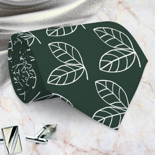 Gravata Padrão de Folha Elegante Verde Escuro