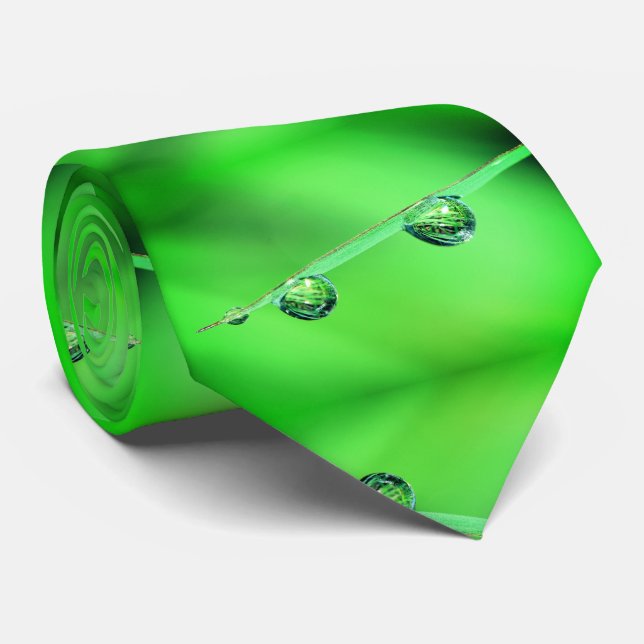 Gravata Padrão de Folhagem Verde de Gota de Água (Rolled)