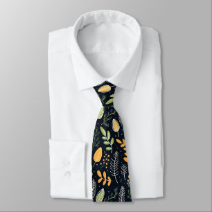 Gravata Padrão de folhagem verde e amarelo elegante
