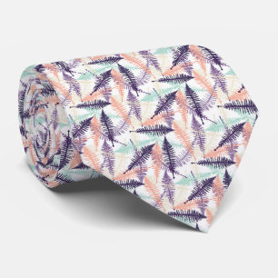 Gravata Padrão de Folhas de Samambaia Violeta Roxo Verde M