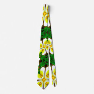 Gravata Padrão de Frangipani Amarelo