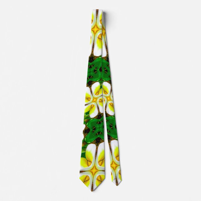 Gravata Padrão de Frangipani Amarelo (Frente)