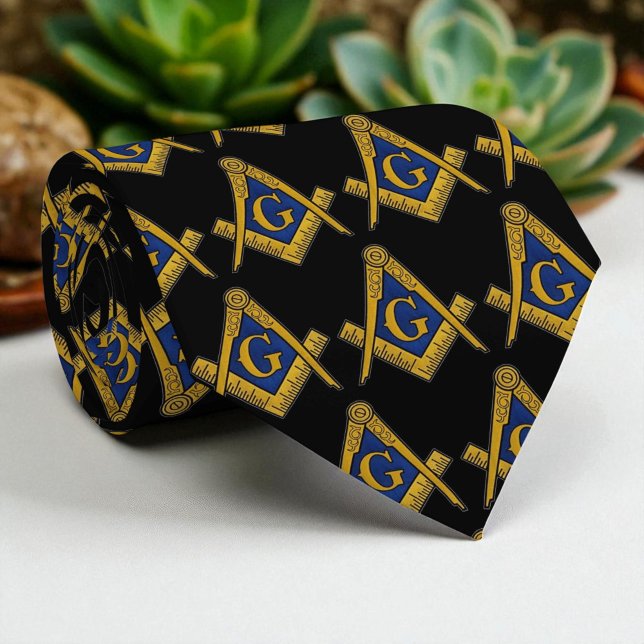 Gravata Padrão de Freemason Masônico Preto e Branco (Criador carregado)
