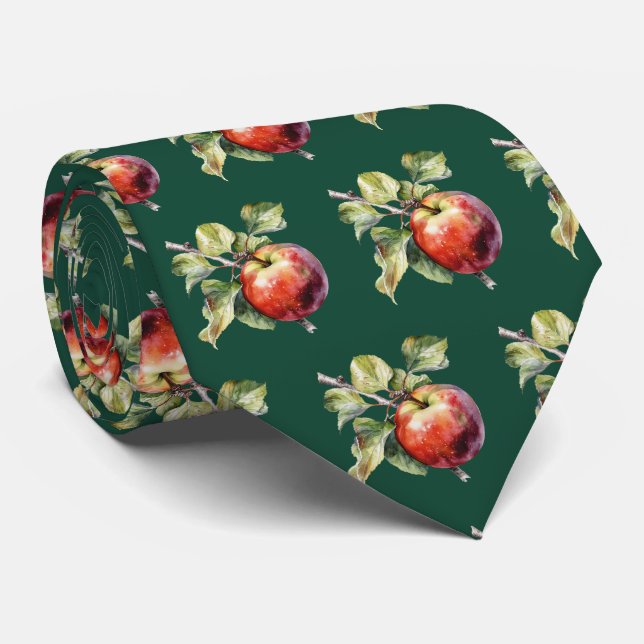 Gravata Padrão de fruta maçã azulejada divertida (Rolled)