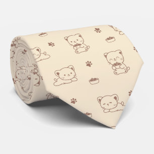Gravata Padrão de Gato Bege Fofo (1)