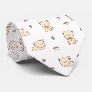 Gravata Padrão de Gato Bege Fofo (2)