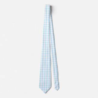 Gravata Padrão de Gingham Branco e Azul Pastel