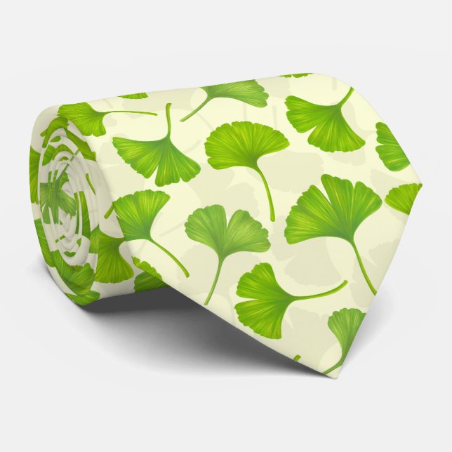 Gravata Padrão de ginkgo em branco (Rolled)