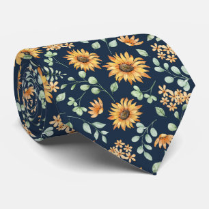 Gravata Padrão de Girassol de Cores Aquáticas