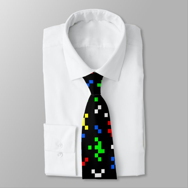 Gravata Padrão de Gráficos de Videogame Retro de 8 Bits (Amarrado)