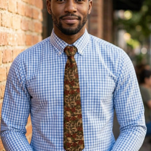 Gravata Padrão de grafite Caveira e Rosas