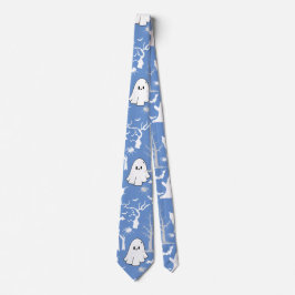 Gravata Padrão de Halloween. Spooky e fofo.b L Blue BG