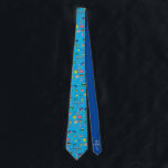 Gravata Padrão de Hanukkah Azul Divertido<br><div class="desc">Diversão Blue Hanukkah,  gravata do pescoço padrão</div>