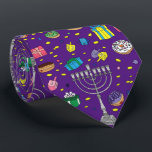 Gravata Padrão de Hanukkah Roxo Divertido<br><div class="desc">Frio Roxo de Hanukkah</div>