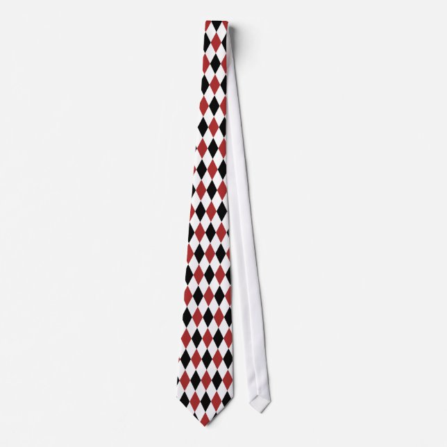 Gravata Padrão de Harlequin Vermelho e Negro (Frente)