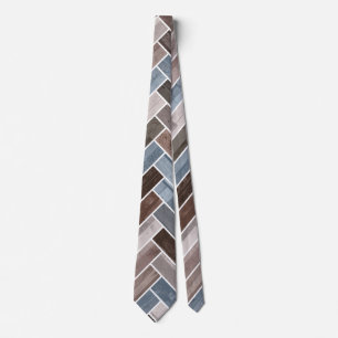 Gravata Padrão de Herringbone em Cinza azul marrom