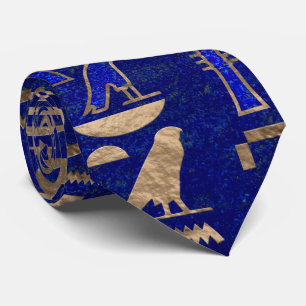 Gravata Padrão de hieróglifos egípcios Dourado Lapis La