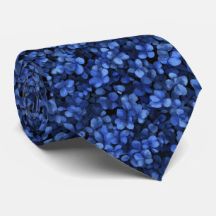 Gravata Padrão de Hortênsia Azul Escuro
