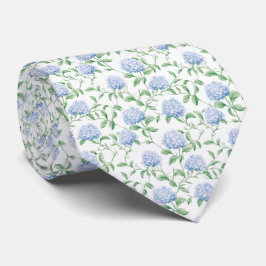 Gravata Padrão de Hortênsia Azul Floral Botânico Aquarela