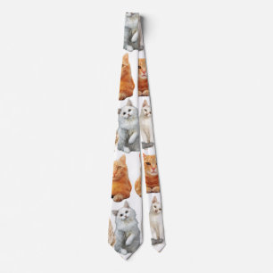 Gravata Padrão de impressão de gatos 01x4