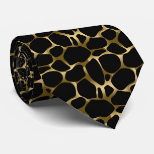 Gravata Padrão De Impressão De Leopardo Preto E Dourado