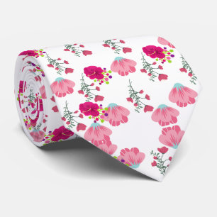Gravata Padrão de impressão floral rosa VIntage Spring