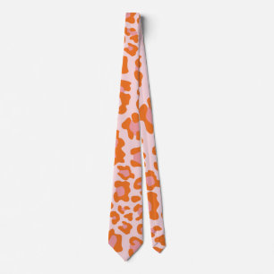 Gravata Padrão de Impressão Glam Cheetah em laranja e ro