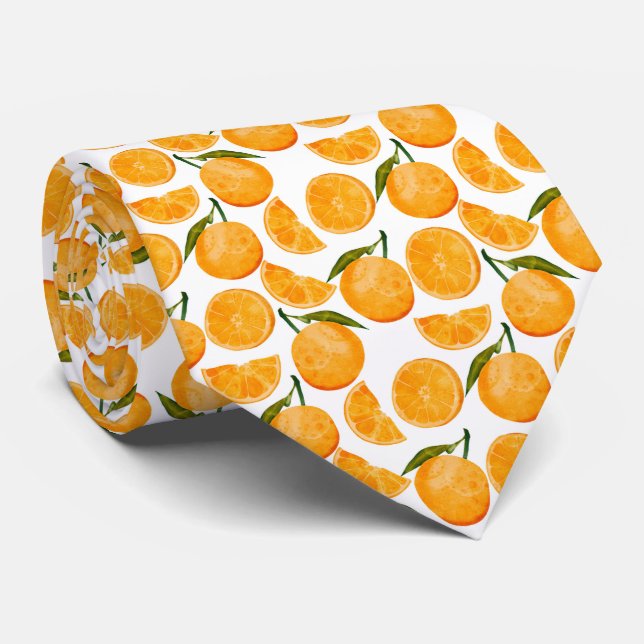 Gravata Padrão de Laranja em Aquarela (Rolled)